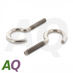 Curved screw hook with metric thread stainless steel V2A